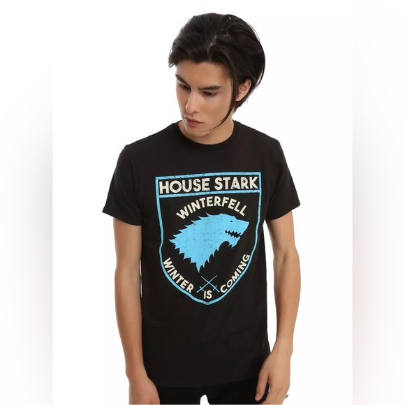 GAME OF THRONES HOUSE STARK SHIELD LOGO TEE! Unisex Cotton Short Sleeve - Picture 2 of 3